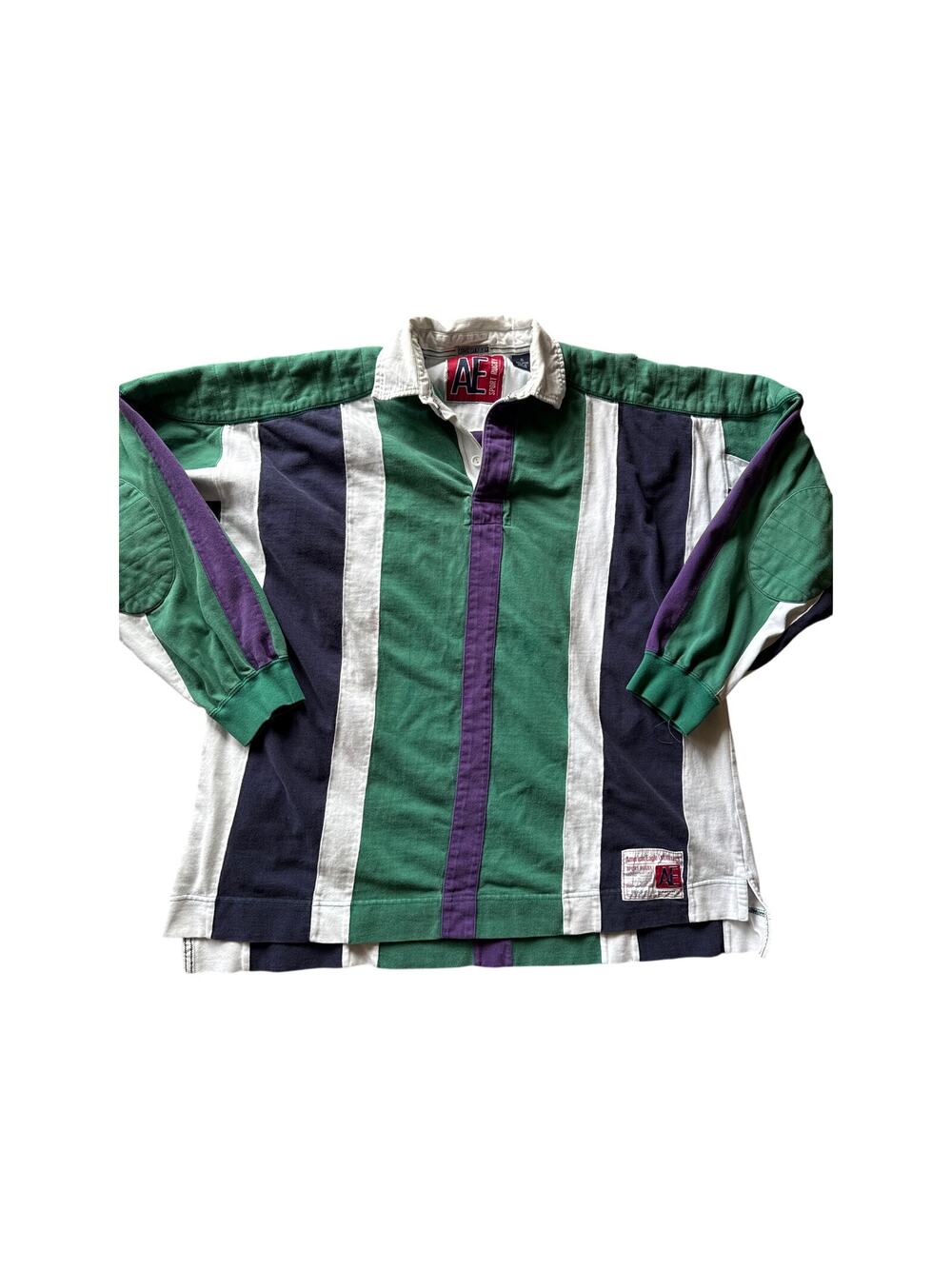 Vtg American Eagle Outfitters Certified Sport Rugby XL Navy Green Purple White